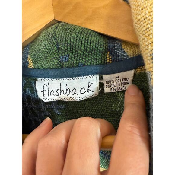 VTG Flashback Art to Wear Tapestry Jacket Purple Blue Snowflake Winter Stars Med - Picture 2 of 13